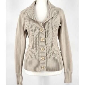 Preppy Y2K Cardigan Sweater M Quiet Luxury Old Money Fitted Button Front Vintage